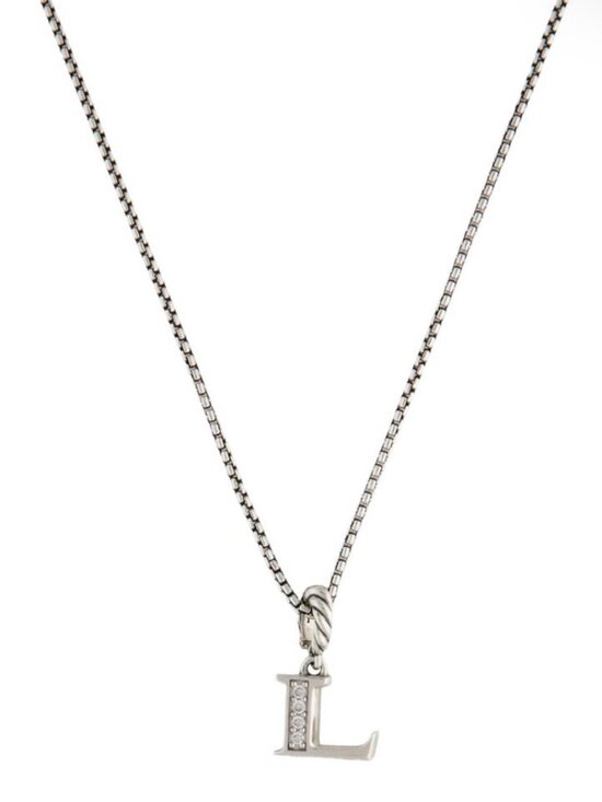 David Yurman Jewelry - DAVID YURMAN STERLING SILVER 925 DIAMOND PAVE INITIAL 'L' PENDANT NECKLACE